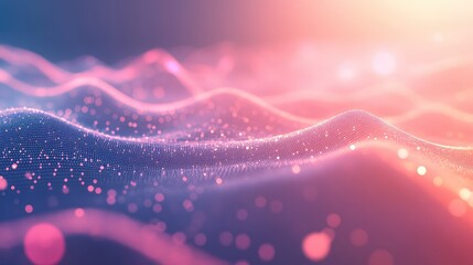 Digital landscape illustrating data flowing with undulating light particles, representing concepts of technology, artificial intelligence, and network connections in a futuristic abstract background