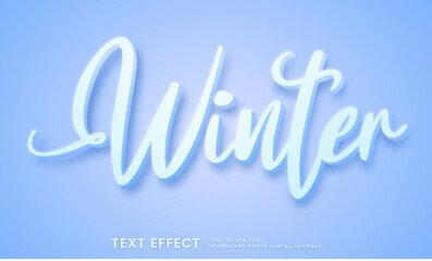 Editable 3d winter blue text effect