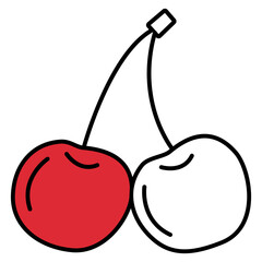 Cherry Duet A delightful illustration showcases a pair of vibrant cherries, symbolizing simplicity and freshness, perfect for culinary and design projects.