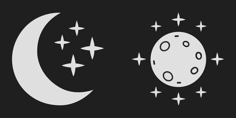 Obraz premium Celestial Harmony An abstract depiction of the moon and stars, showcasing the gentle balance between night and space. 