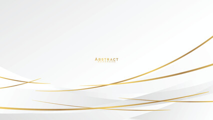 Elegant White Abstract Background with Luxury Gold Lines Minimal Modern Vector Design
