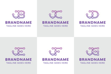 Fototapeta premium Letters JB JC JD JE JF JG Technology Logo, for BJ CJ DJ EJ FJ GJ initials