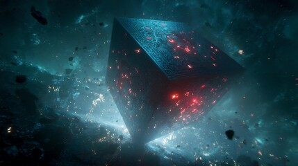 Glowing magical dice floating in space