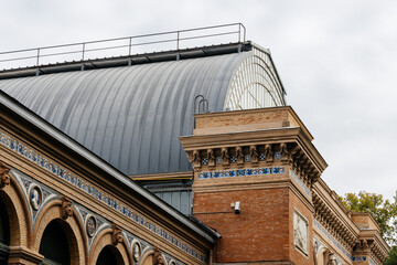 Palacio de Velazquez exhibition hall architecture in Retiro Park, Madrid