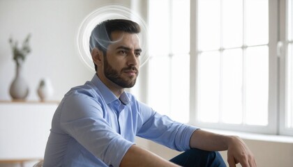 Calm Thoughtful Man with Focused Mind, Mental Clarity and Concentration Concept