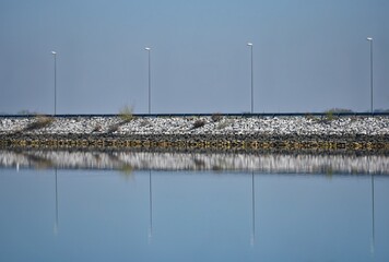 Landscape with scenic view of the Haliacmon river embankment in Veria, Central Macedonia Greece