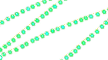 Green glowing string lights on transparent background. Each luminous bulb radiates with a soft, ethereal glow. For celebrating occasions, joy, and festivity. PNG