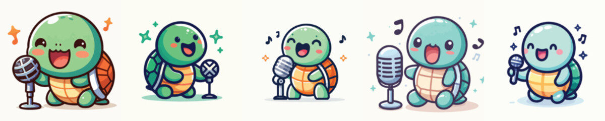 cute turtle vector singing using microphone © sarah16blakeyxh2