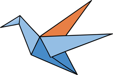 Origami Crane Folded Paper Bird Transparent Background