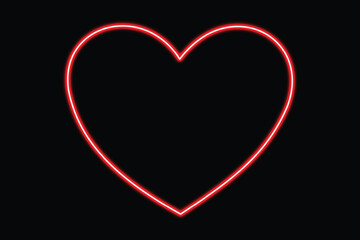 Red neon heart. Luminous element for your design.