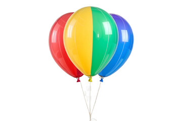 Floating symbol of joy and diversity, a digitally rendered or studio-shot rainbow-striped party balloon