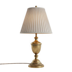 Elegant brass table lamp isolated on transparent background