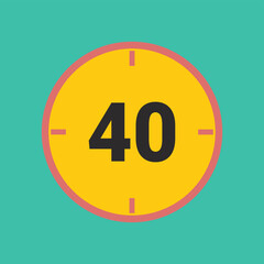 number 40 clock icon vector design illustration