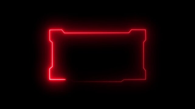 Neon rectangle glowing loop animation glowing neon line moving loop animation on black background. Abstract Glowing neon frame rectangle animation. 4k video
