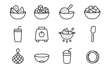 Rinse smoothie steel bowl eco fruit foam tropical jar icons morning icon