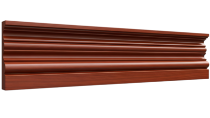 Copper colored molding profile with horizontal grooves isolated on a transparent background