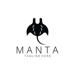 Manta Ray Fish silhouette Logo design vector illustration icon template design