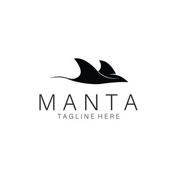 Manta Ray Fish silhouette Logo design vector illustration icon template design