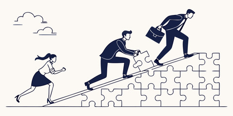 Obraz premium Business vector illustration of a cartoon boy skateboarding and climbing up the stairs to reach the roof