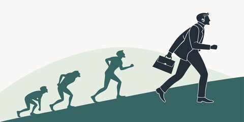 Black vector silhouette illustration of a young woman running in a fitness competition or marathon race