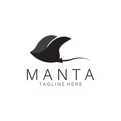 Manta Ray Fish silhouette Logo design vector illustration icon template design