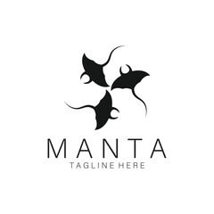 Manta Ray Fish silhouette Logo design vector illustration icon template design