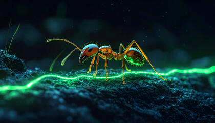 Glowing Ant on a Green Energy Trail.