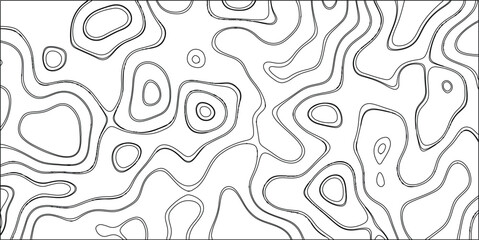 Black and white abstract topographic contour lines creating a bold and graphic pattern with clear outlines and a clean white background, ideal for minimalist designs and conceptual art