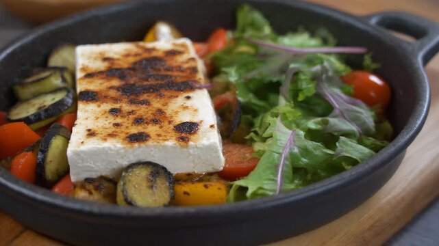 Gebackener Feta mit Ofengem&uuml;se und Salat