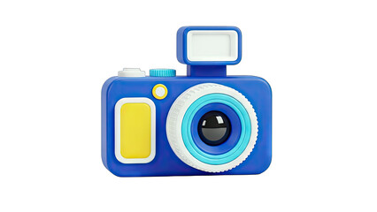 Blue Cartoon Camera Isolated on White Background