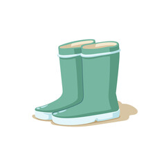 Vector hand-drawn illustration of rubber boots. Sketch of Waterproof footwear