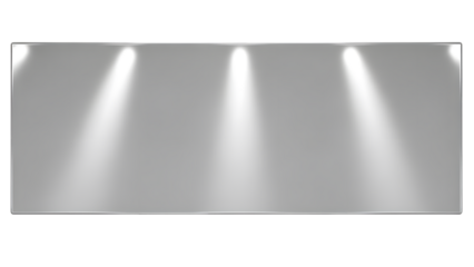 Four white spotlights shining on a gray surface isolated on a transparent background white lights beams