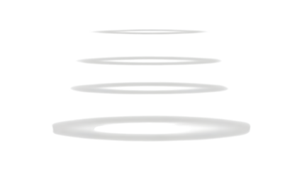 Four white washers or rings of different sizes on transparent background isolated on a transparent background