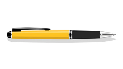 Naklejka premium Vector Illustration of a Yellow and Black Pen with Silver Accents