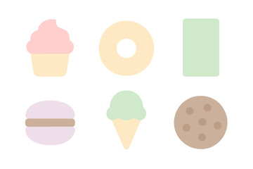 Neon glowing food icons including cupcake, burger, and ice cream