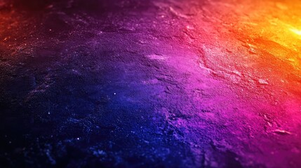 Fototapeta premium Textured neon gradient wall blending deep blue through purple, magenta, red to bright orange with subtle sparkles for a dramatic, futuristic abstract background and wallpaper effect