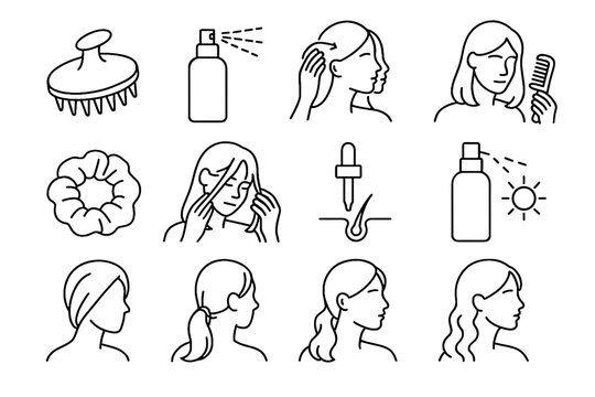 Detangling icon hydrating healthy icons scalp vector spritz protective haircare ponytail scrunchie