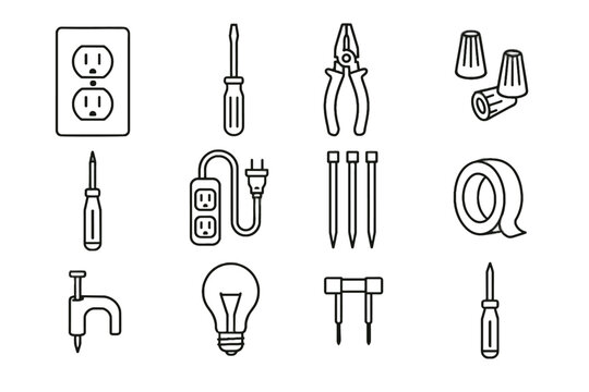 Icon extension fixes icons insulated vector electrical cable caps tape ties mini