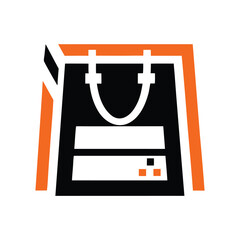 Black and orange letter A with decorative and small squares