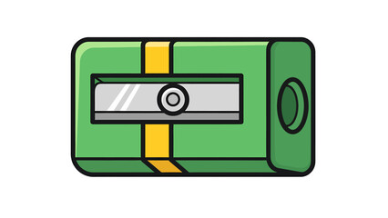 Green Pencil Sharpener with Yellow Stripe Illustration