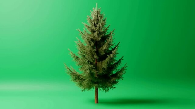 "Realistic Rotating Pine Tree on Green Screen - 4K Chroma Key VFX Footage"