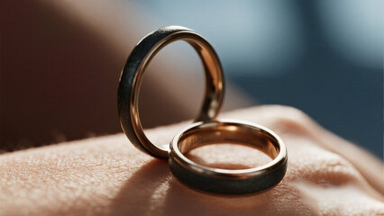 Two rings resting on human skin