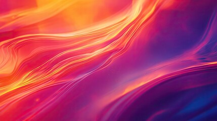 Obraz premium Vibrant flowing lines and gradients blend warm oranges and reds into cool purples and blues, creating smooth, fluid motion and luminous digital energy for modern backgrounds