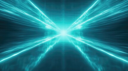 Abstract glowing blue green lines forming a virtual tunnel or data pathway. Representing concepts of technology. High speed. Digital data. Network connections. And futuristic innovation moving forward