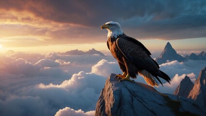 Majestic eagle at sunset