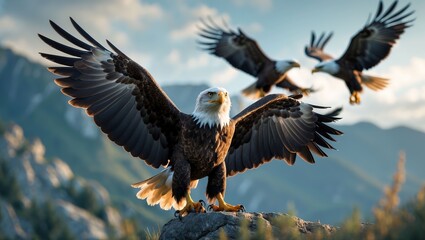 Majestic eagles in flight