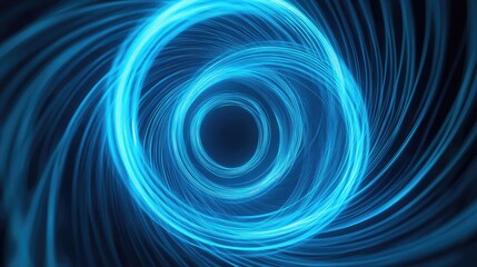 Abstract blue glowing lines creating a sense of movement and depth, representing modern technology, data flow, network connections, and digital portals