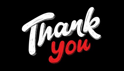 Expressing Gratitude: Speech Bubble With Thank You Lettering Doodle Phrase For Shirts, Cards, Posters, And More In Black, Red, And White