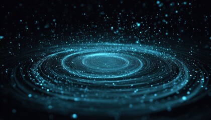 Virtual Space: Abstract Digital Circles Of Particles With Noise And Futuristic Circular Sound Wave For Big Data Visualization In Vr Cyberspace With Crypto Currency.