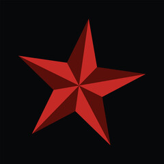 Red Five Pointed Star with 3D Effect symbol shape